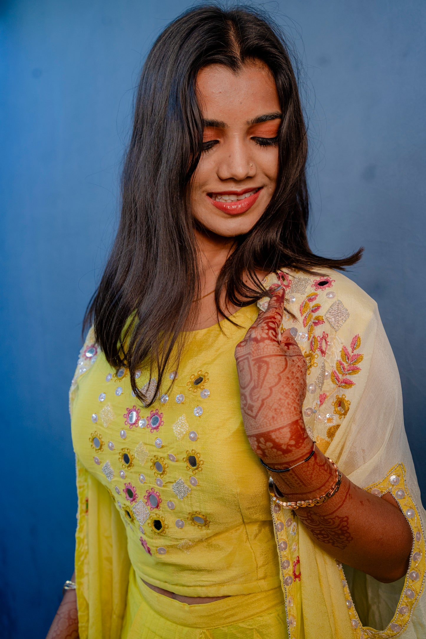 Yellow & Peach Indo-Western 3-Piece Set