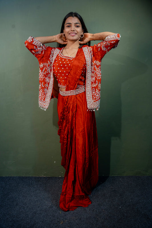 Amber Rust Indo-Western 3-Piece Ensemble