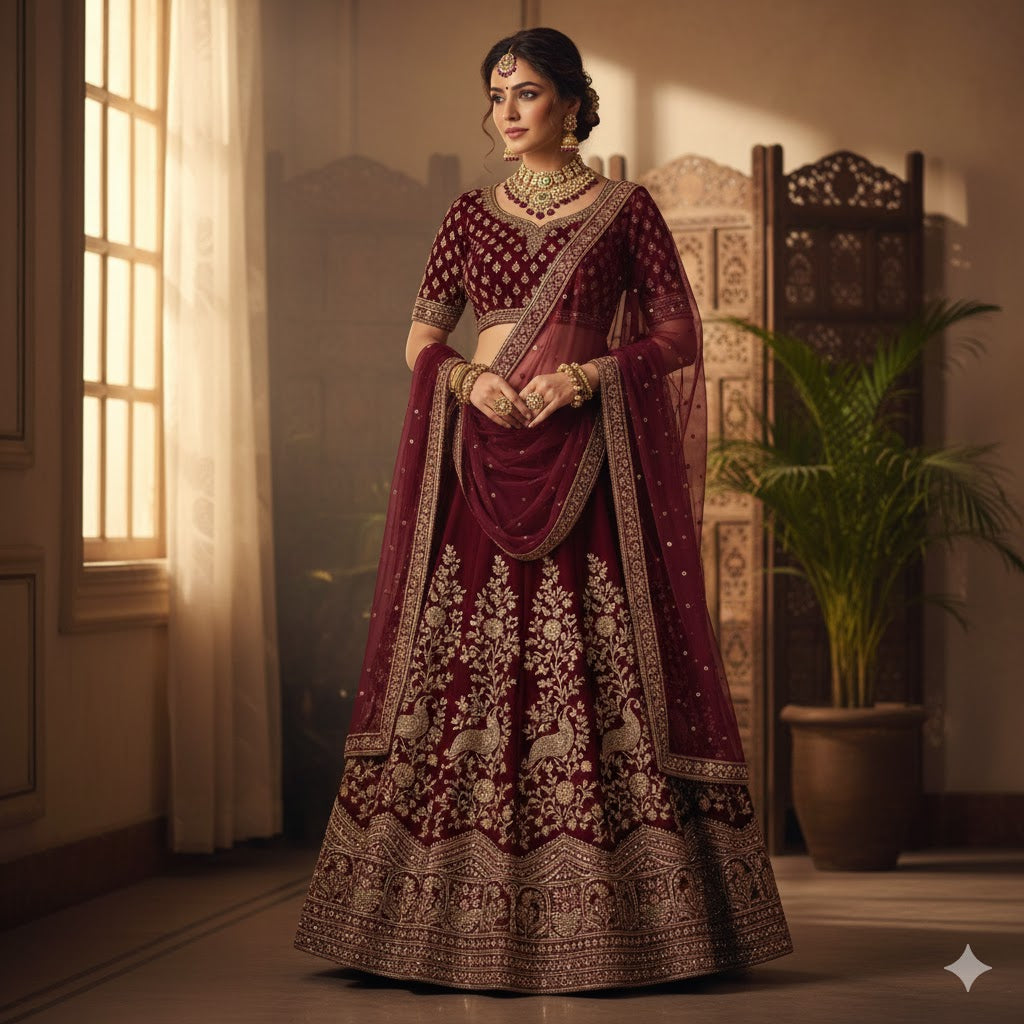 Modern Maroon Lehenga