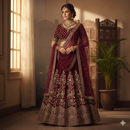 Modern Maroon Lehenga