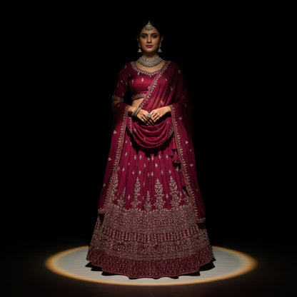 Purple Pure Silk Suit with Dupatta