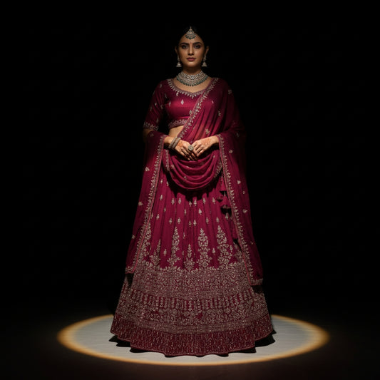 Purple Pure Silk Suit with Dupatta