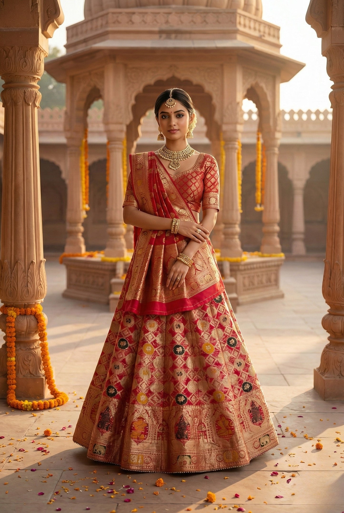 Organza Suit Set with Stone Work & Banarasi Dupatta