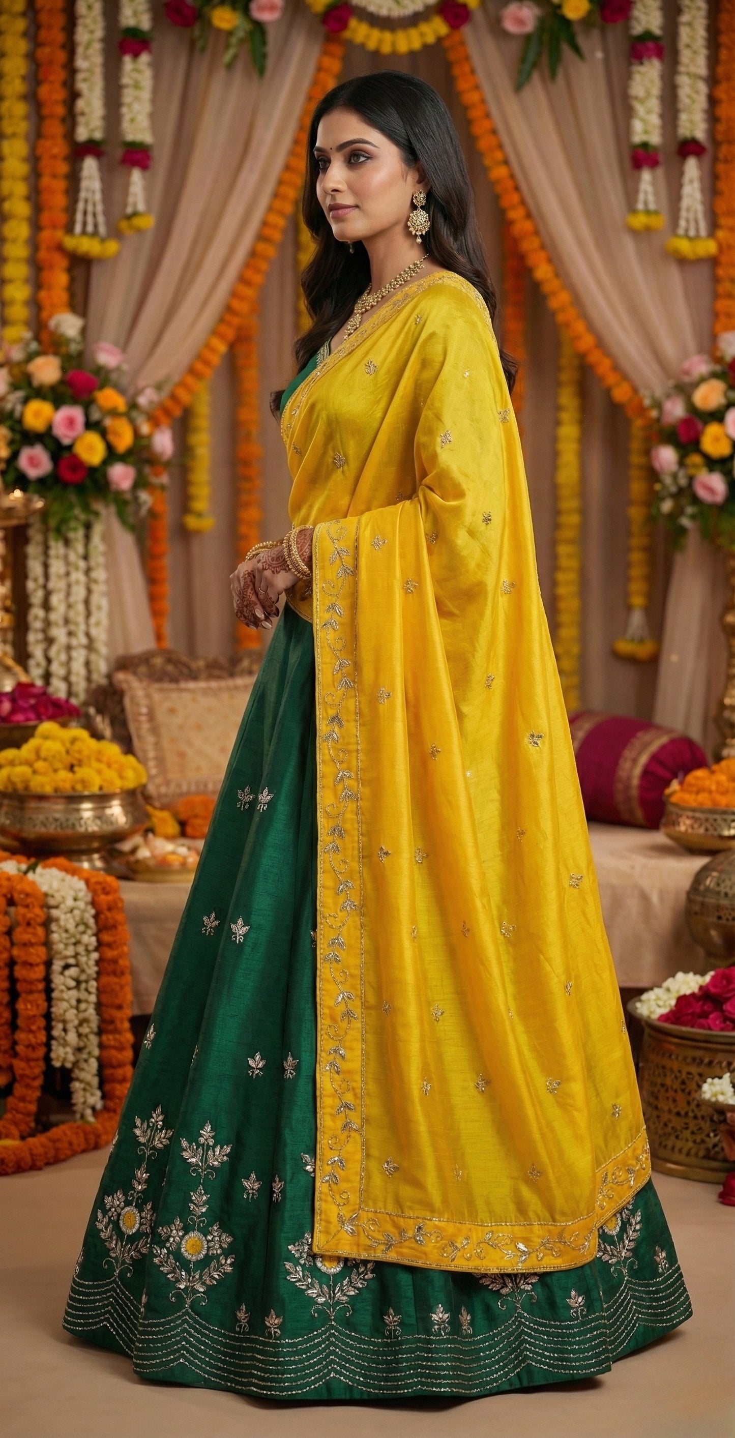 Bottle Green Georgette Suit