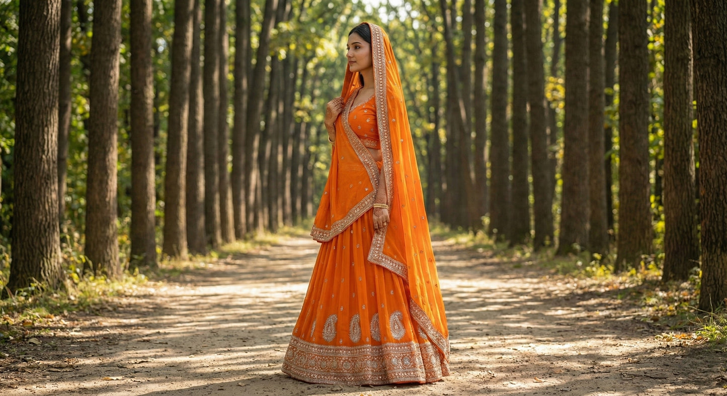 Rusty Orange Georgette Suit with Gota Work