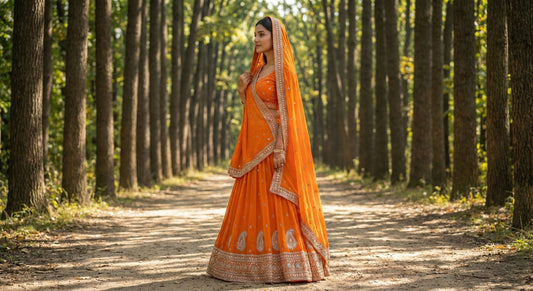 Rusty Orange Georgette Suit with Gota Work