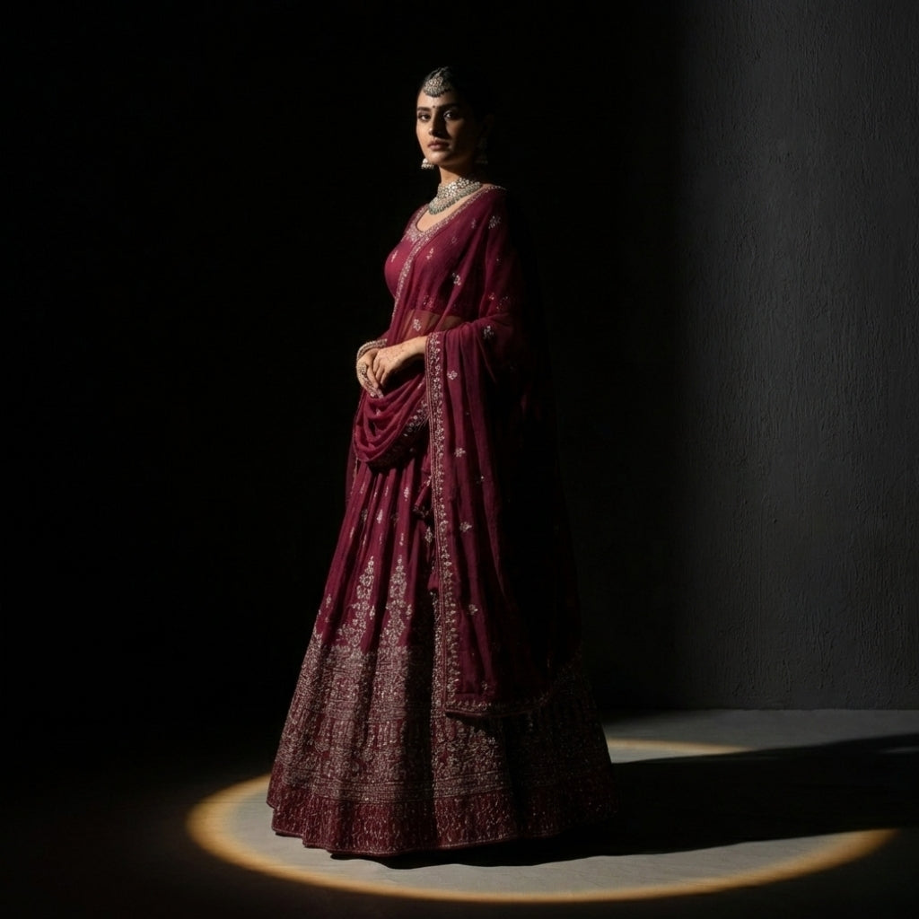 Purple Pure Silk Suit with Dupatta