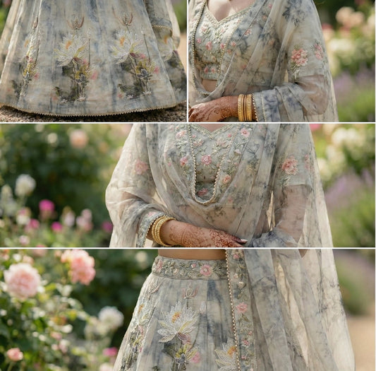 Off-White Handworked Suit with Pearl Detailing