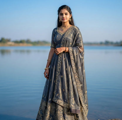 Grey Georgette Suit with Stone & Handwork