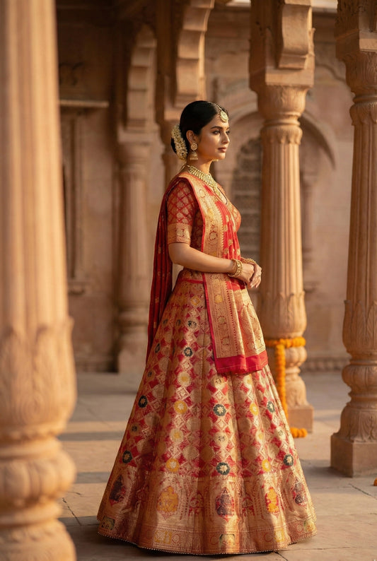 Organza Suit Set with Stone Work & Banarasi Dupatta