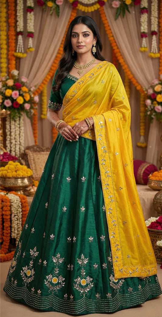 Bottle Green Georgette Suit