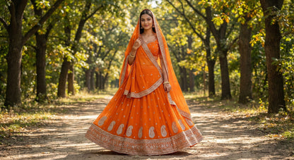 Rusty Orange Georgette Suit with Gota Work