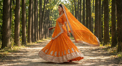 Rusty Orange Georgette Suit with Gota Work