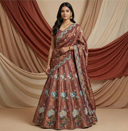Rust Onion Georgette Suit with Dupatta