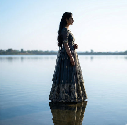 Grey Georgette Suit with Stone & Handwork