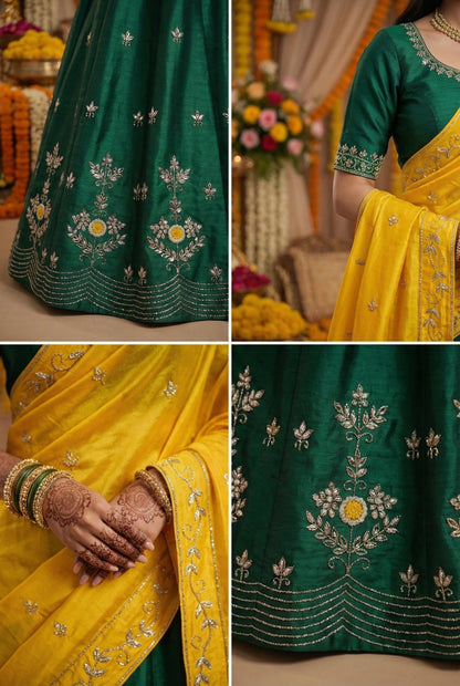 Bottle Green Georgette Suit