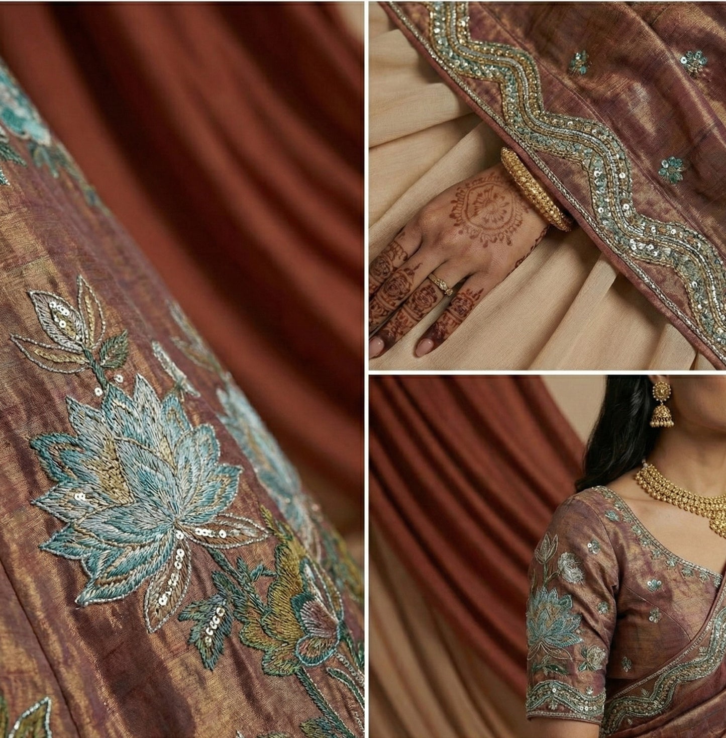 Rust Onion Georgette Suit with Dupatta