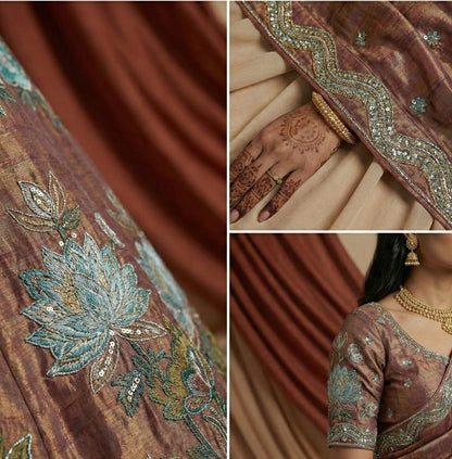 Rust Onion Georgette Suit with Dupatta