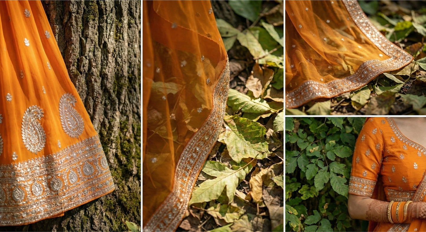 Rusty Orange Georgette Suit with Gota Work