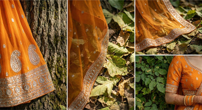 Rusty Orange Georgette Suit with Gota Work