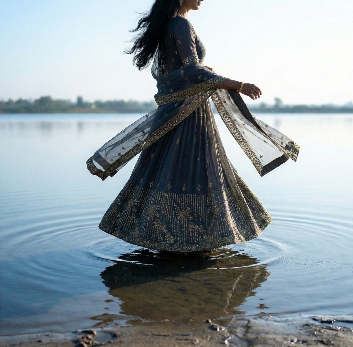 Grey Georgette Suit with Stone & Handwork