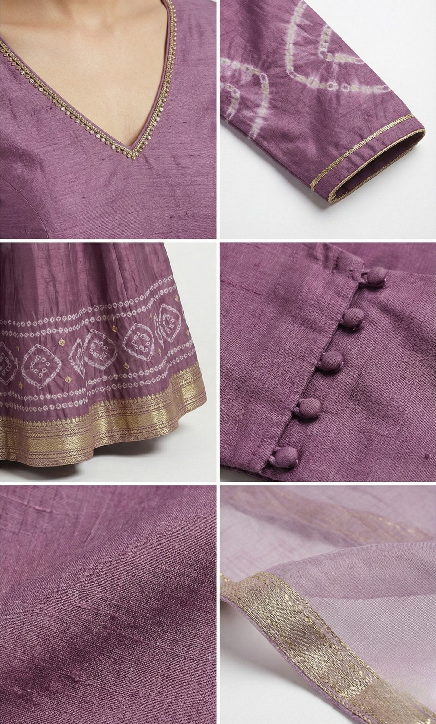 Onion-Coloured Silk Ghagra Set with Handwork & Gota Patti