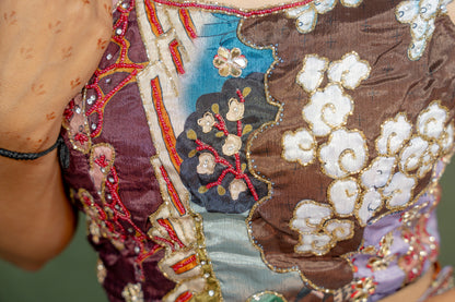 Majestic Multi-Colour (Brown) Piping & Stone Work Indo-Western 3-Piece Set