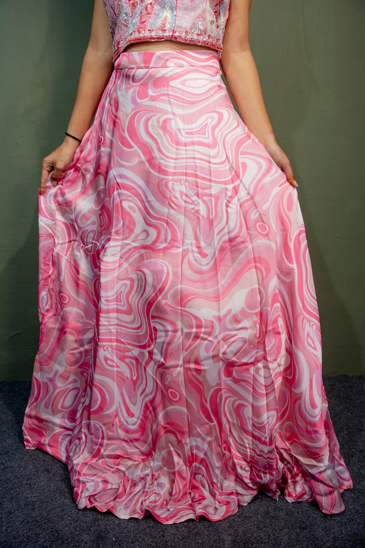 Ethereal Baby Pink  Piping & Stone Work Indo-Western 3-Piece Set