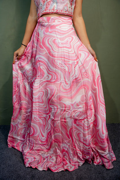 Ethereal Baby Pink  Piping & Stone Work Indo-Western 3-Piece Set