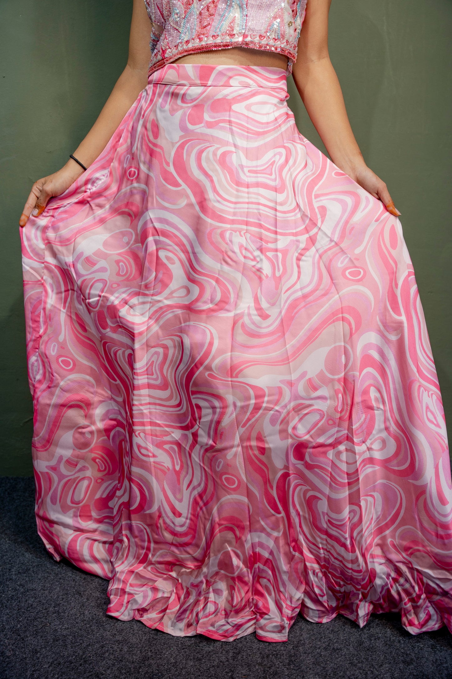 Ethereal Baby Pink  Piping & Stone Work Indo-Western 3-Piece Set