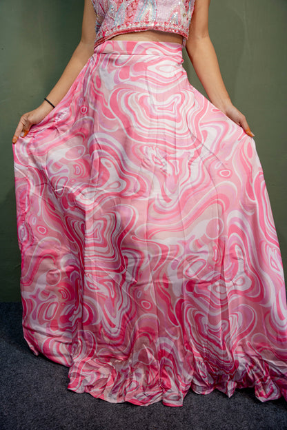 Ethereal Baby Pink  Piping & Stone Work Indo-Western 3-Piece Set