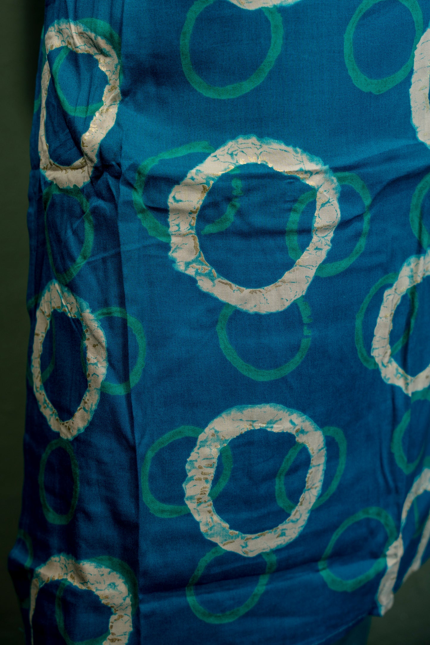 Dark Blue Roman Silk Dress with Digital Print & Piping Work
