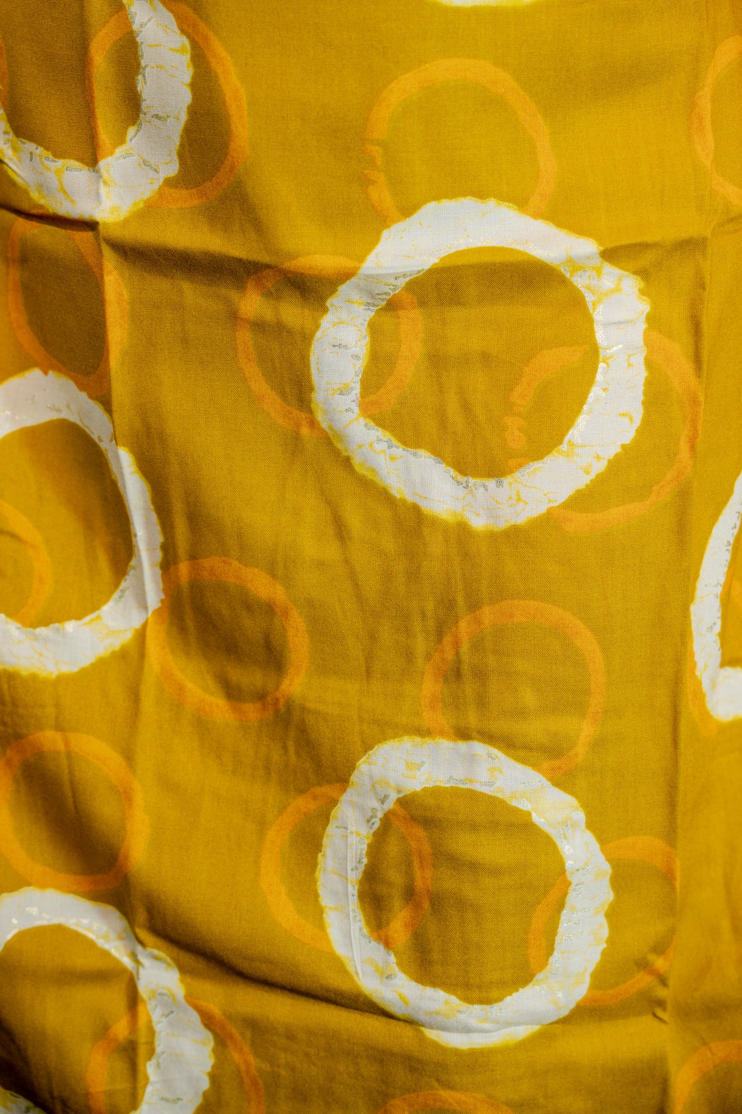 Yellow Roman Silk Dress with Digital Print & Piping Work