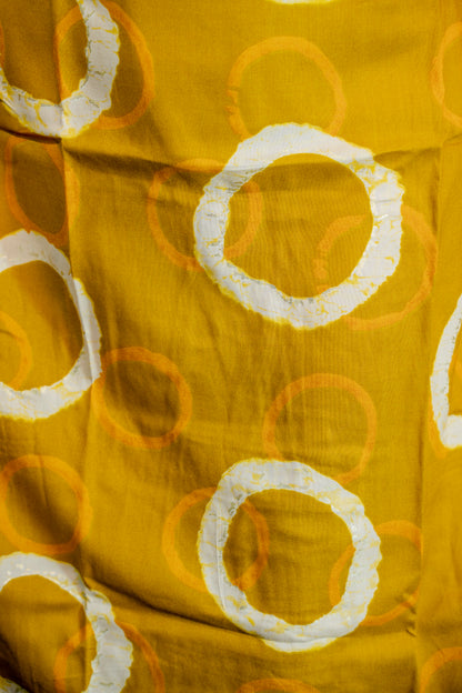 Yellow Roman Silk Dress with Digital Print & Piping Work
