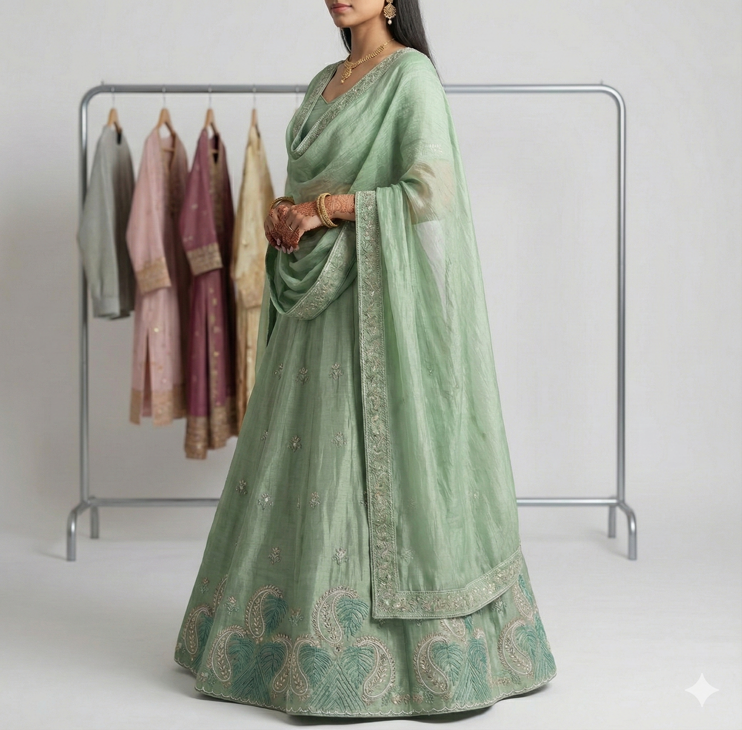 Pista Pure Silk Suit with Dupatta