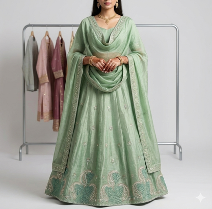 Pista Pure Silk Suit with Dupatta