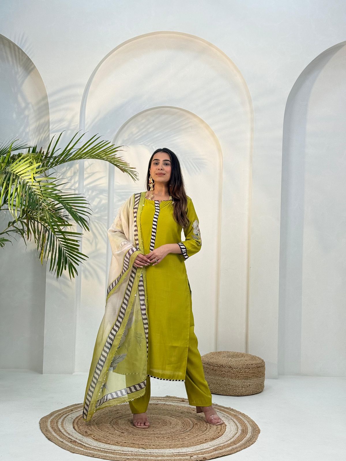 Elegant Lemon Yellow 3-Piece Riman Silk Suit Set