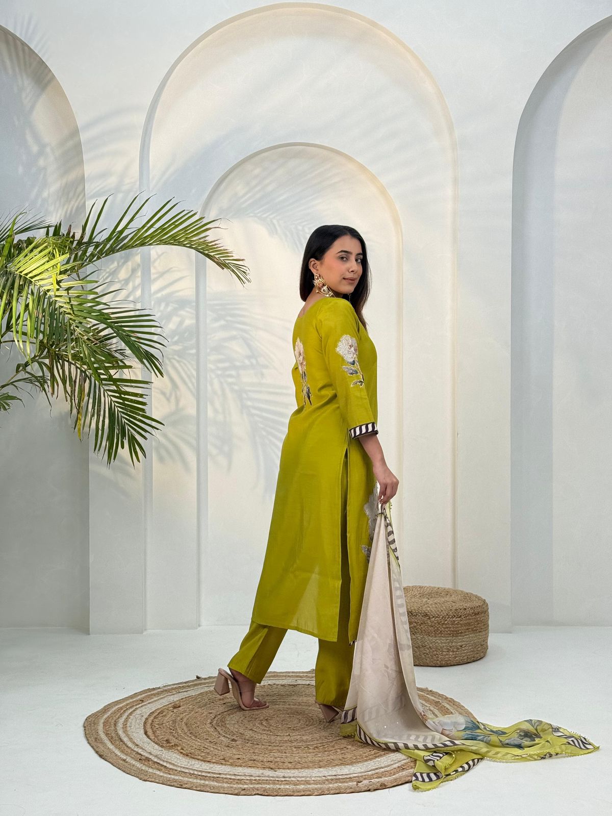 Elegant Lemon Yellow 3-Piece Riman Silk Suit Set