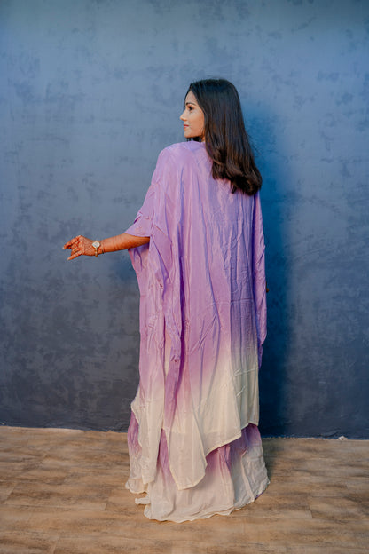 Lavender Indo-Western 3-Piece Set with Handcrafted Piping