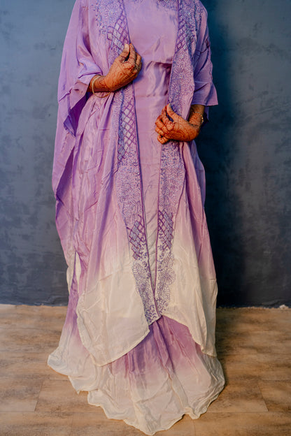 Lavender Indo-Western 3-Piece Set with Handcrafted Piping