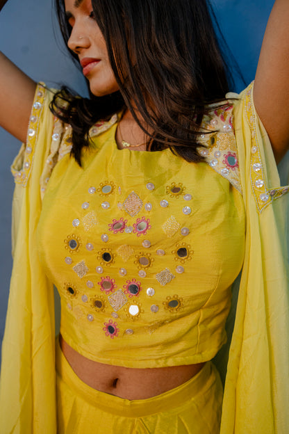 Yellow & Peach Indo-Western 3-Piece Set
