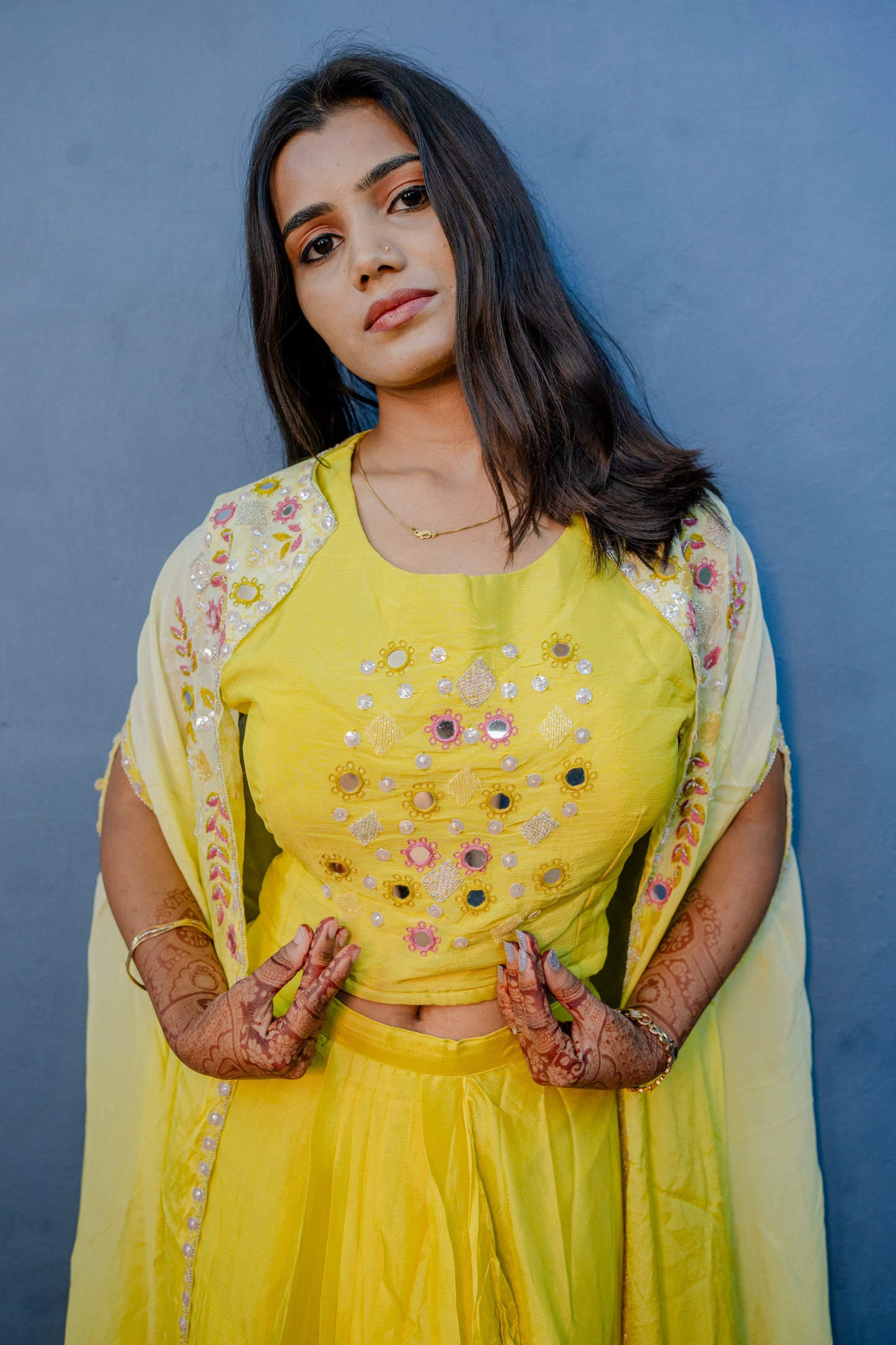 Yellow & Peach Indo-Western 3-Piece Set