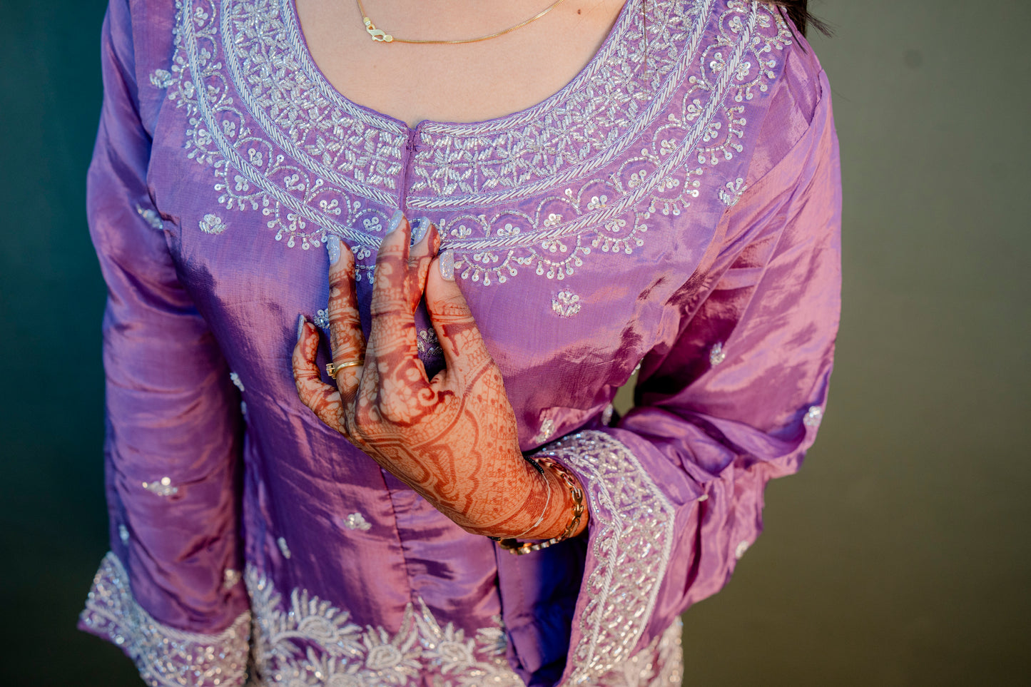 Elegant Purple Thread Work Indo-Western 2-Piece Set