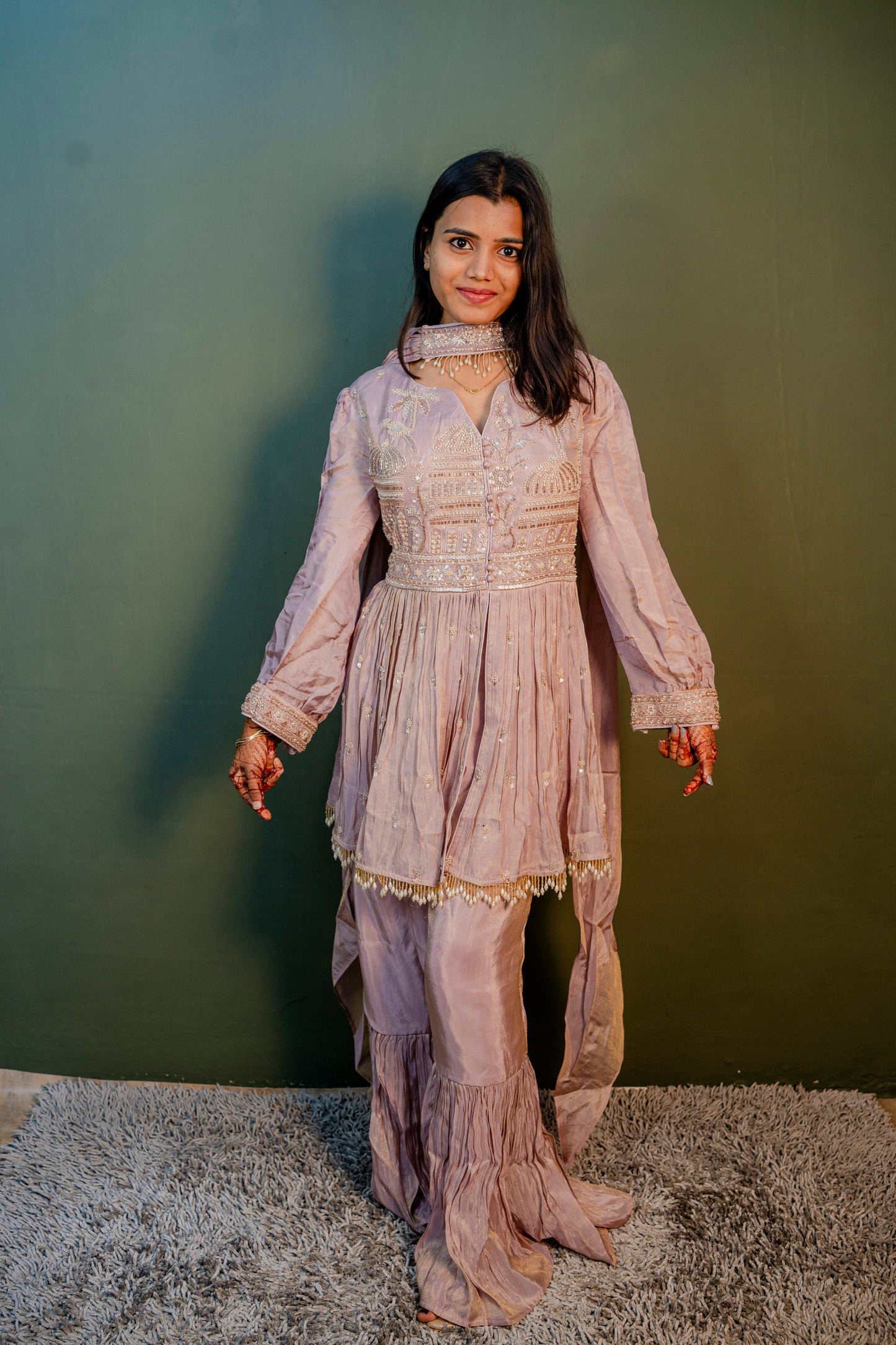 Radiant Purple Thread Work Indo-Western 2-Piece Set