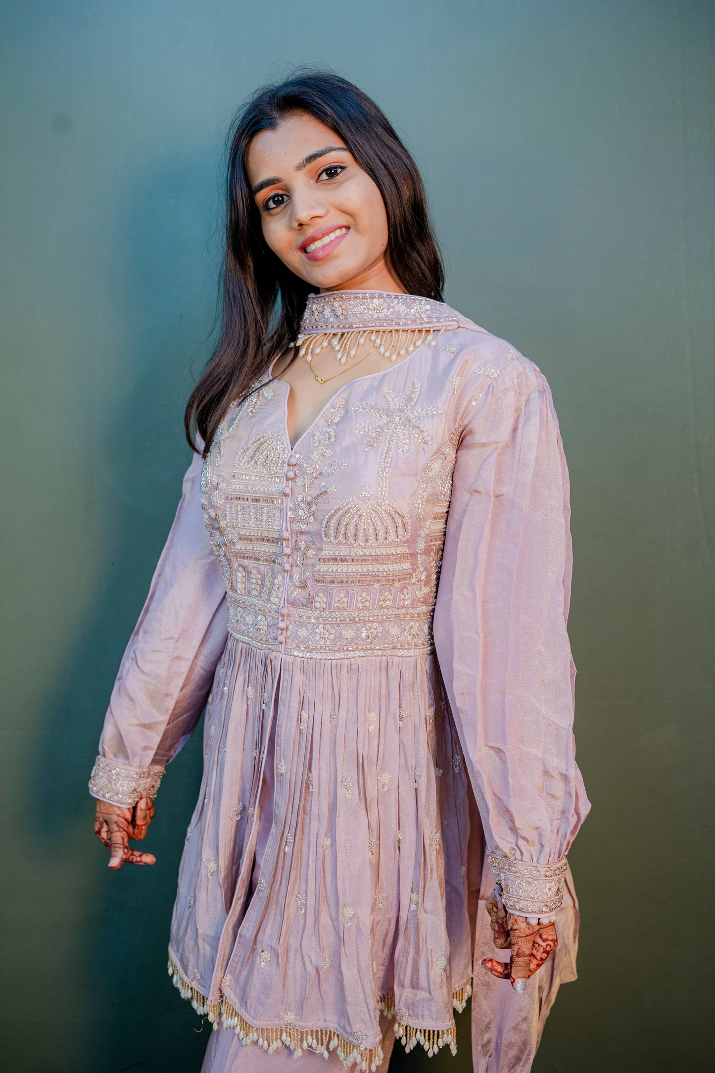 Radiant Purple Thread Work Indo-Western 2-Piece Set