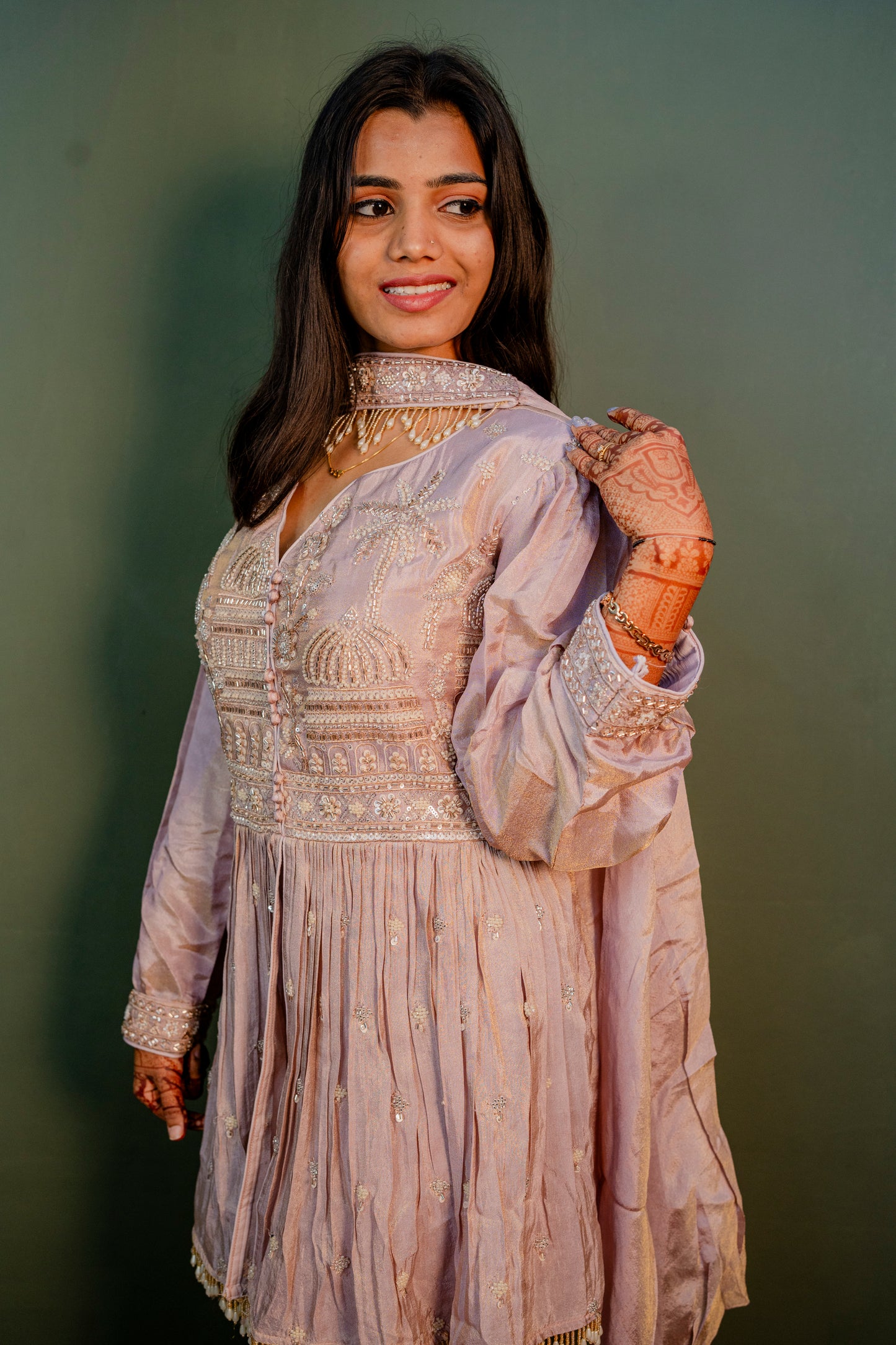 Radiant Purple Thread Work Indo-Western 2-Piece Set