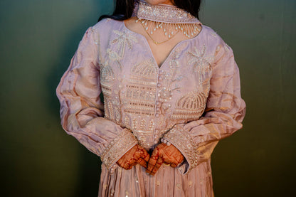 Radiant Purple Thread Work Indo-Western 2-Piece Set