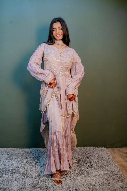 Radiant Purple Thread Work Indo-Western 2-Piece Set