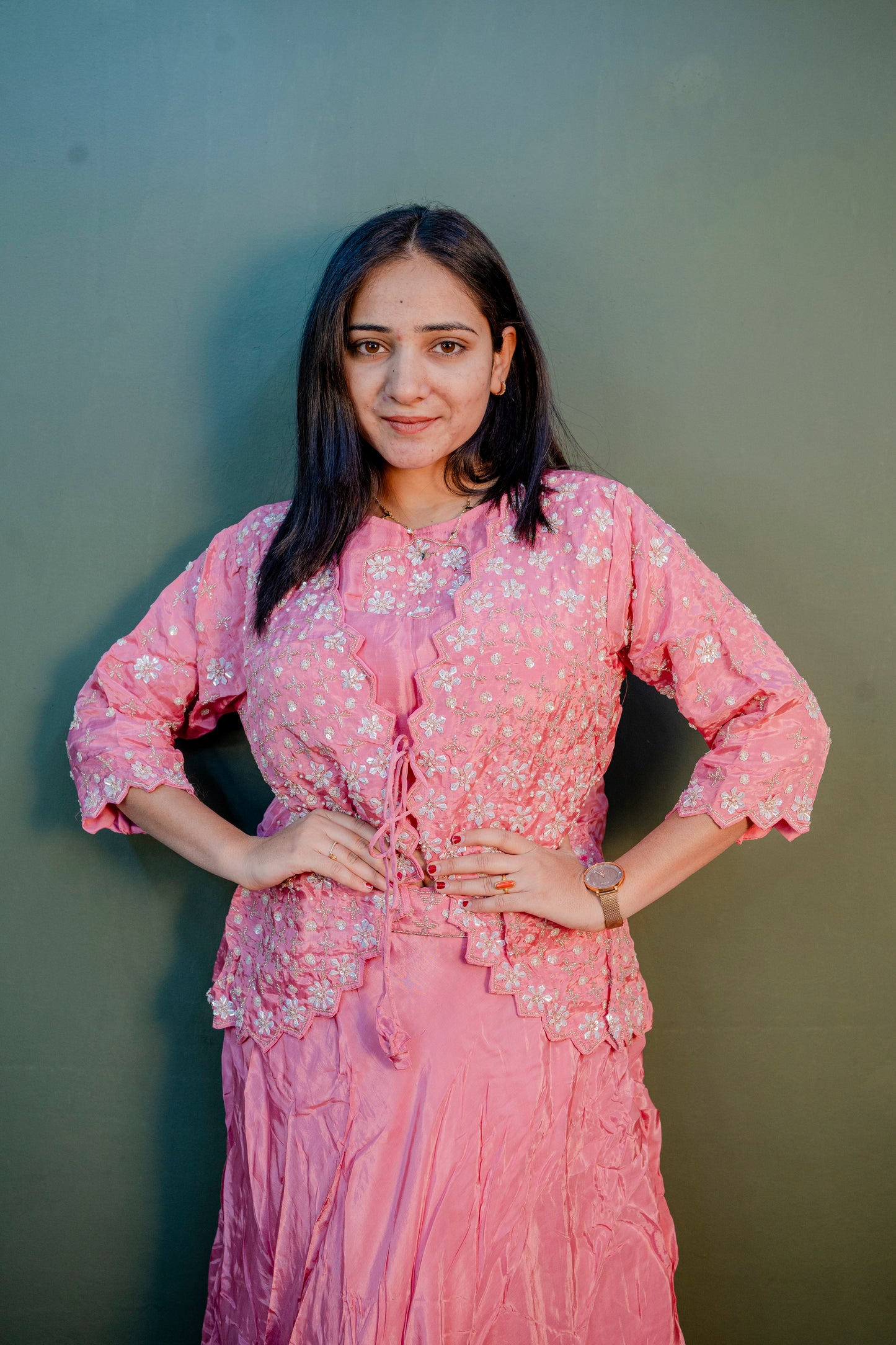 Rose Aura Indo-Western 3-Piece Ensemble