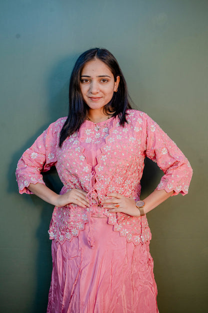 Rose Aura Indo-Western 3-Piece Ensemble